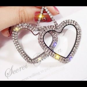 Lovely Large heart rhinestone earrings